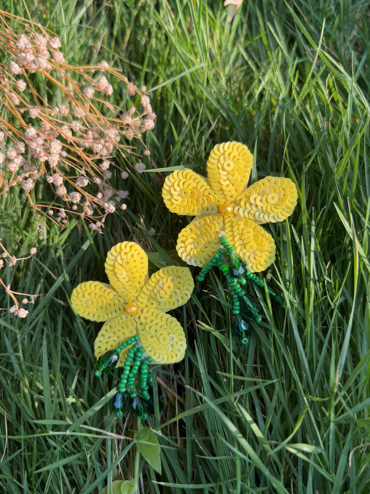 Sunlight Bloom Handmade Beaded Earrings